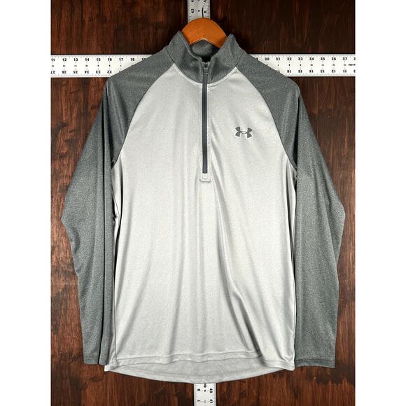 Under Armour Loose Fit HeatGear UA Tech 1/2 Zip Long Sleeve Gray Mens Medium EUC - Picture 1 of 8